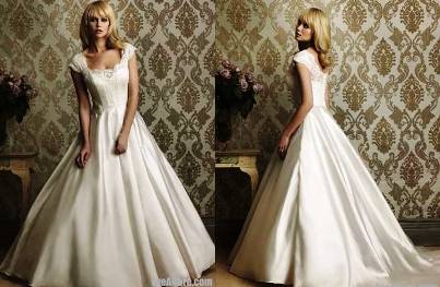 10. A line Scoop Chapel Train Satin Wedding Dress 10 Best Winter Wedding Dresses 2011   2012