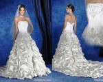 2. Ball Gown Strapless Cathedral Royal Train Taffeta Ruffle Wedding Dress