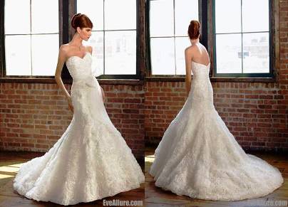 3. A line Strapless Court Train Organza Wedding Dress 10 Best Winter Wedding Dresses 2011   2012