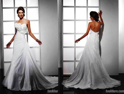 A line Sweetheart Cathedral Royal Train Taffeta Wedding Dress 300x225 5