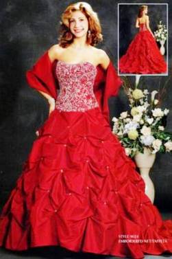 7. Casrin Bridal Sleeveless Crimson Taffeta Strapless Sweetheart Neckline Wedding Dress 10 Best Winter Wedding Dresses 2011   2012