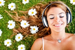 Woman listening to music