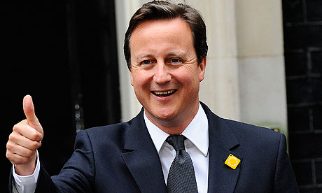 British Prime Minister David Cameron giving thhumbs up