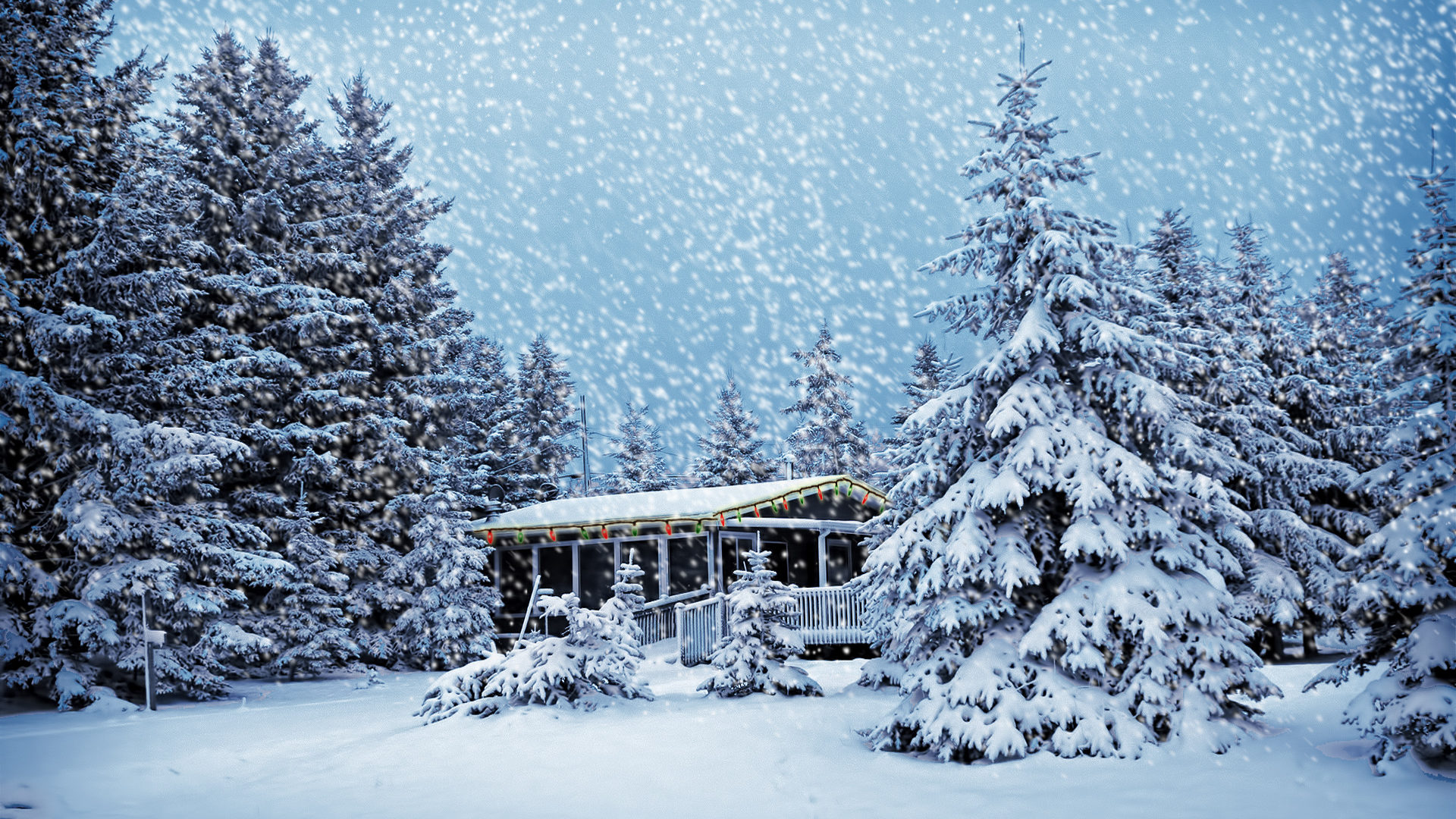 a snowy christmas scene in Canada
