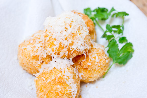 Deep fried macaroni and cheese balls.