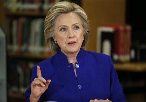 Democratic presidential candidate Hillary Rodham Clinton speaks on immigration at an event at Rancho High School Tuesday, May 5, 2015, in Las Vegas. (AP Photo/John Locher)